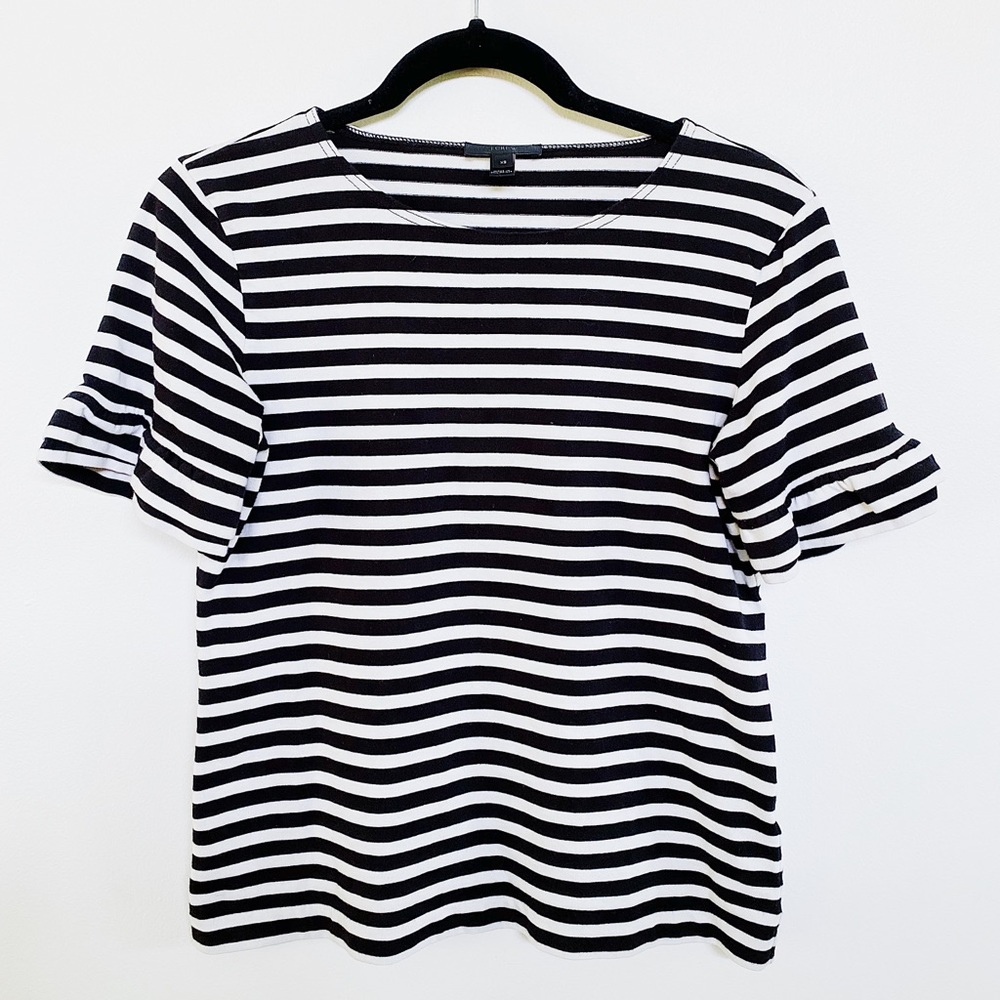 J. Crew Stripped Tee with peplum sleeves